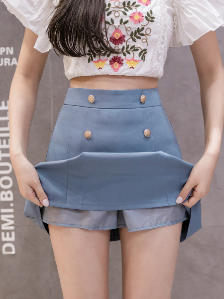 Stilīgi sieviešu īsi A līnijas svārki ar pogām