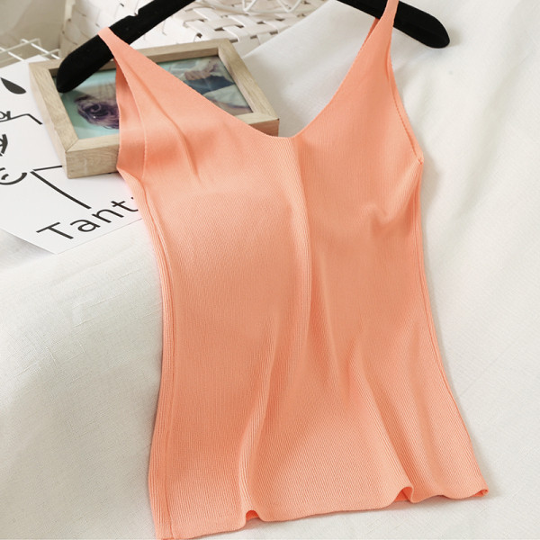 V-kaelusega õhukesest kudumisest valmistatud vabaaja naiste topp