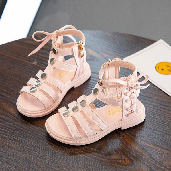 Ikdienas bērnu sandales meitenēm ar metāla elementiem un saitēm