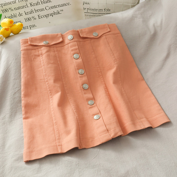 Moderni sieviešu īsi svārki ar augstu vidukli un pogām