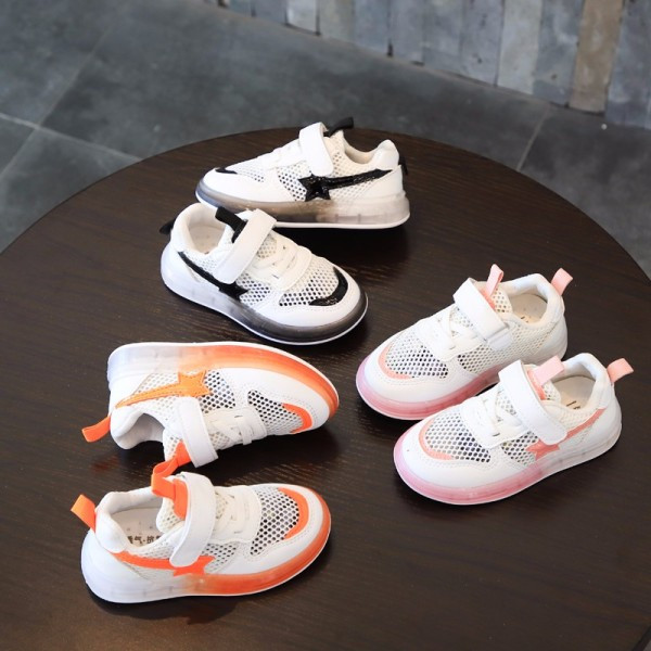 Tīkla bērnu kedas meitenēm ar mirdzošu zoli