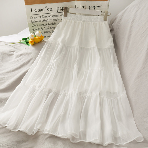 Fusta de dama lunga din sifon cu talie inalta