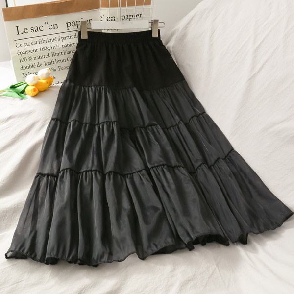 Fusta de dama lunga din sifon cu talie inalta