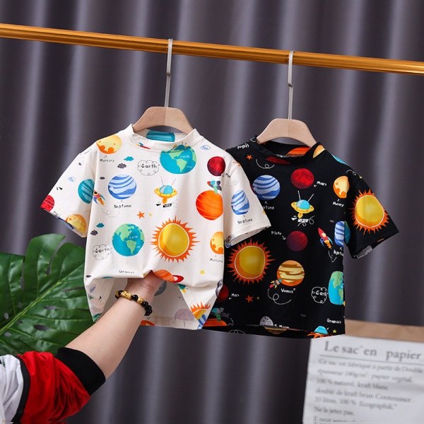 Tricou pentru copii modern pentru baieti cu decolteu rotund si maneci scurte