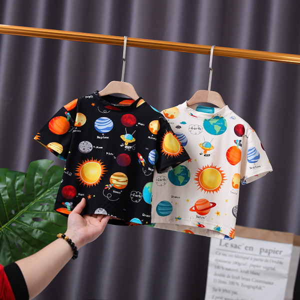 Tricou pentru copii modern pentru baieti cu decolteu rotund si maneci scurte