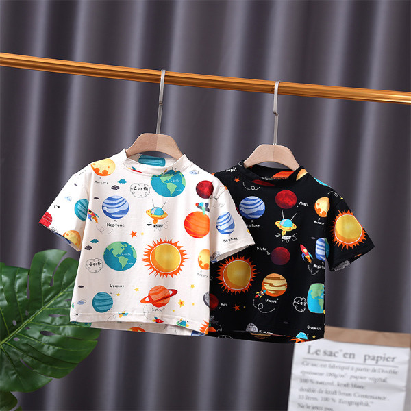 Tricou pentru copii modern pentru baieti cu decolteu rotund si maneci scurte