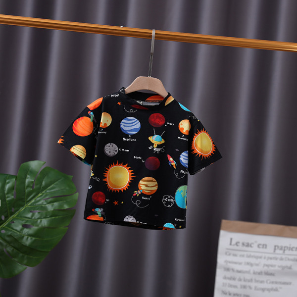 Tricou pentru copii modern pentru baieti cu decolteu rotund si maneci scurte