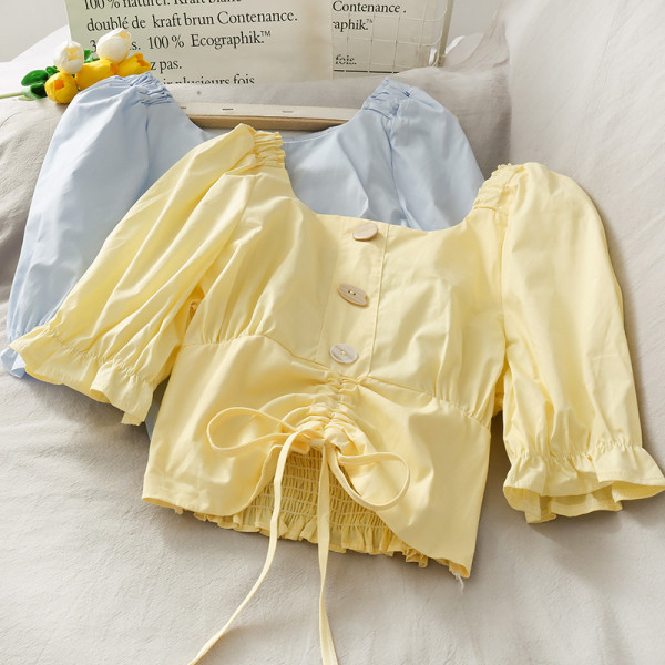 Ikdienas sieviešu blūze ar saitēm un pogām