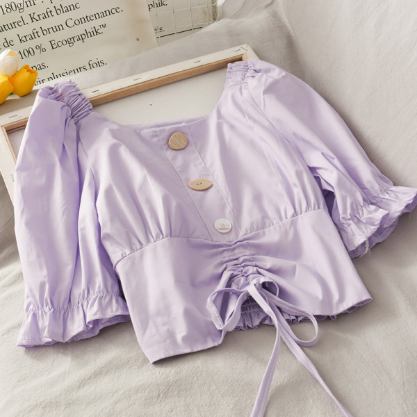 Ikdienas sieviešu blūze ar saitēm un pogām