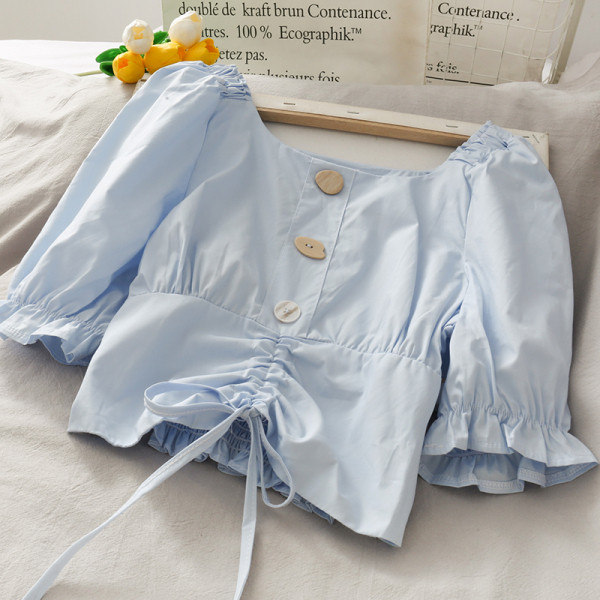 Ikdienas sieviešu blūze ar saitēm un pogām