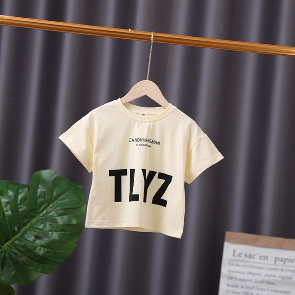 Tricou casual pentru copii pentru baieti cu inscriptie si decolteu oval