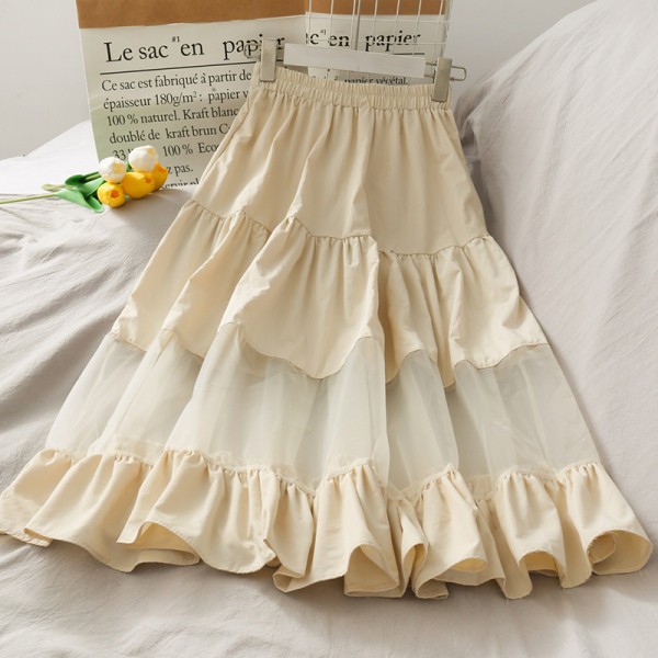 Fusta lunga de dama cu talie elastica si tul