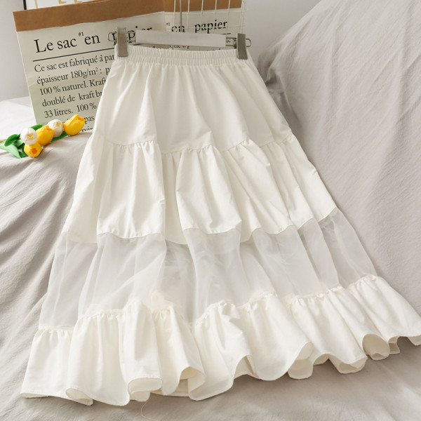 Fusta lunga de dama cu talie elastica si tul