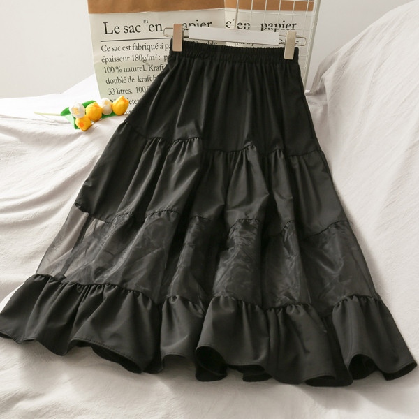 Fusta lunga de dama cu talie elastica si tul