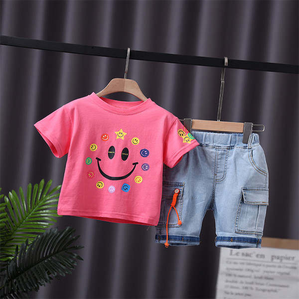 Set modern pentru copii pentru baieti in doua parti - tricou si blugi