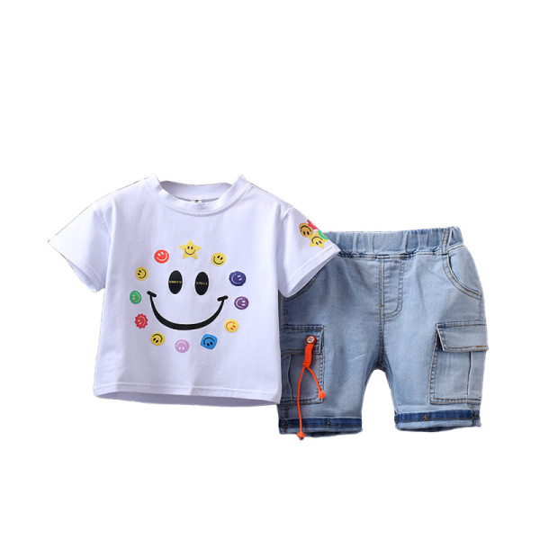 Set modern pentru copii pentru baieti in doua parti - tricou si blugi