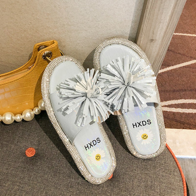 Papuci casual dama cu pietre si decor 3D