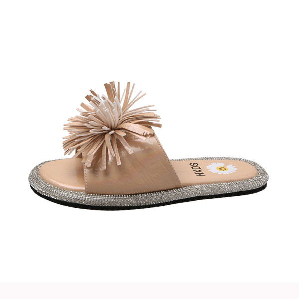 Ежедневни дамски чехли с камъни и 3D декорация