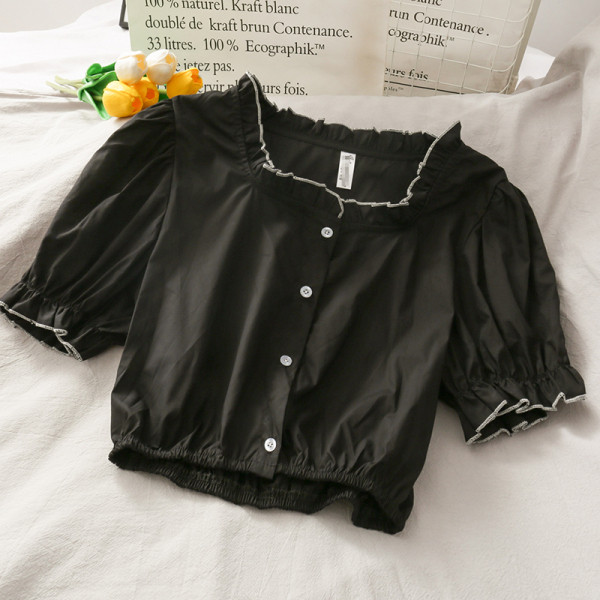 Tricou retro dama cu decolteu patrat si maneci 3/4