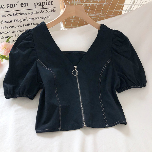 Moodne naiste särk luku ja V-kaelusega