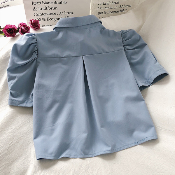 Cămașă de șifon de damă cu guler clasic și mâneci scurte