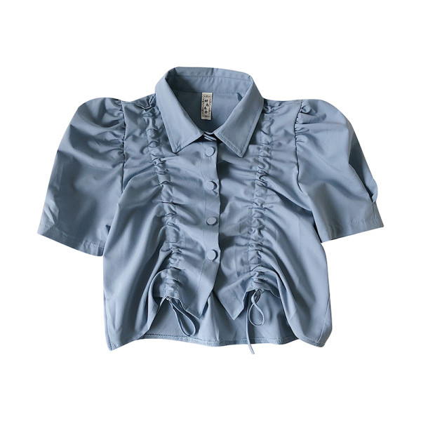 Cămașă de șifon de damă cu guler clasic și mâneci scurte