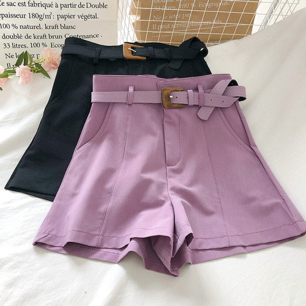 Нов модел дамски къси панталони с колан и висока талия