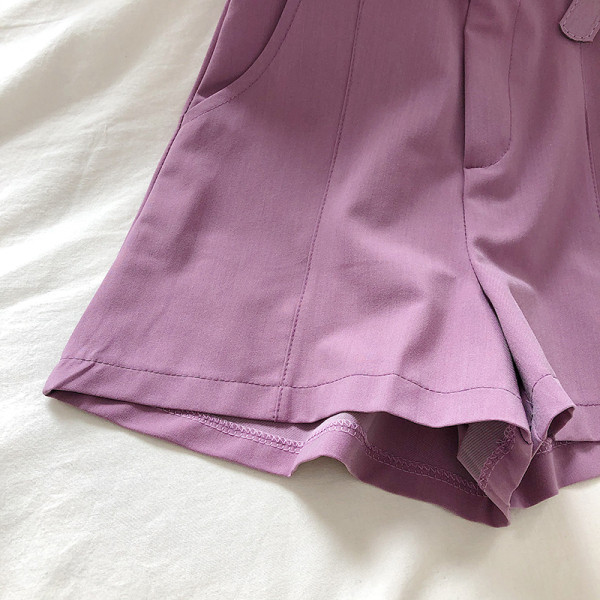 Нов модел дамски къси панталони с колан и висока талия