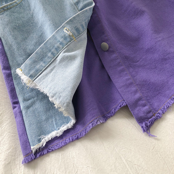 Fusta asimetrica de dama din denim cu talie inalta si linie A