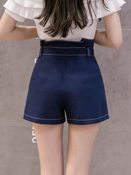 Pantaloni scurți de vară de damă cu talie înaltă și curea