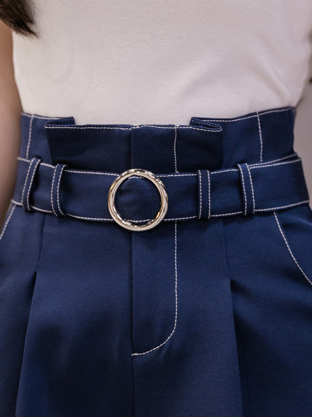 Pantaloni scurți de vară de damă cu talie înaltă și curea