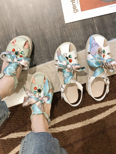 Model nou de sandale dama cu panglica si pietre