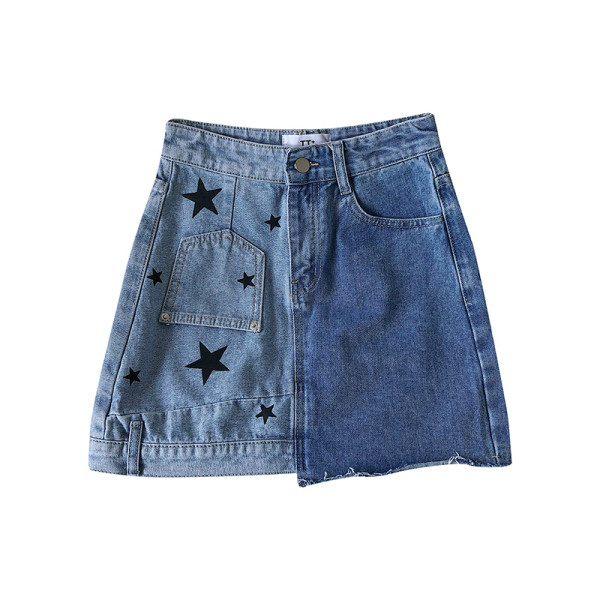 Naiste kõrge vöökoha ja A-joonega teksaseelik