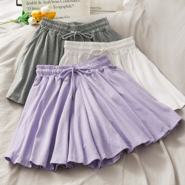 Fusta-pantaloni casual dama cu talie elastica inalta