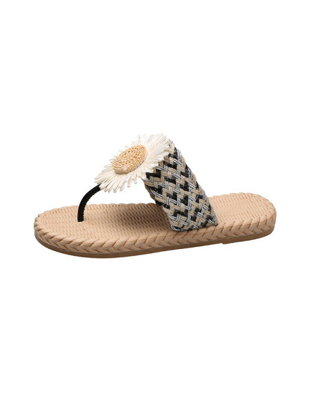 Papuci moderni de dama cu talpa plata si floare