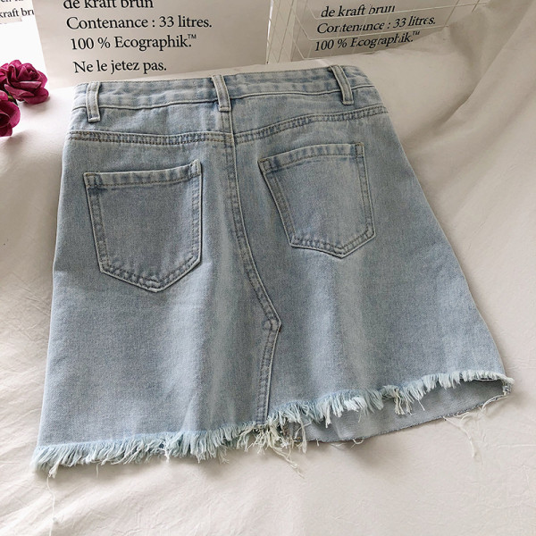 Värviline kõrge vöökoha ja A-joonega naiste teksaseelik