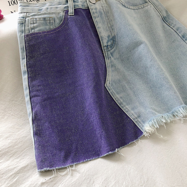 Värviline kõrge vöökoha ja A-joonega naiste teksaseelik