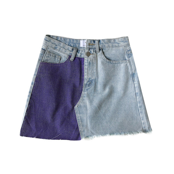 Värviline kõrge vöökoha ja A-joonega naiste teksaseelik