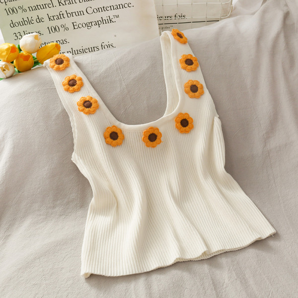 Moodne laiade rihmade ja 3D lilledega naiste topp