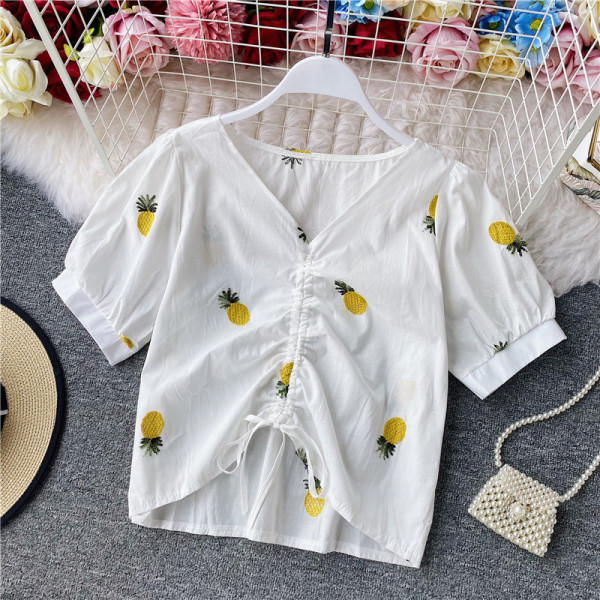 Bluza de dama actuala cu cravate si broderie