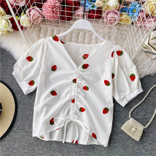 Bluza de dama actuala cu cravate si broderie