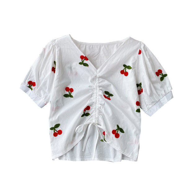 Bluza de dama actuala cu cravate si broderie