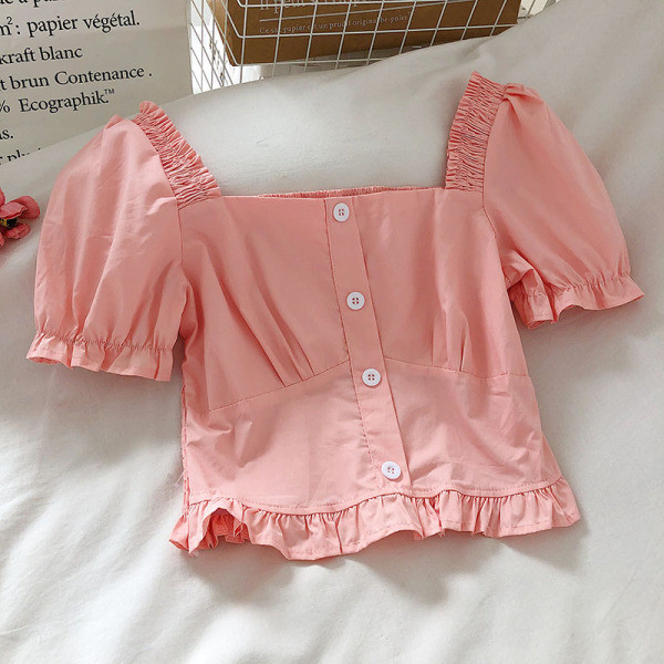 Cămașă modernă de damă cu decolteu pătrat și mâneci scurte