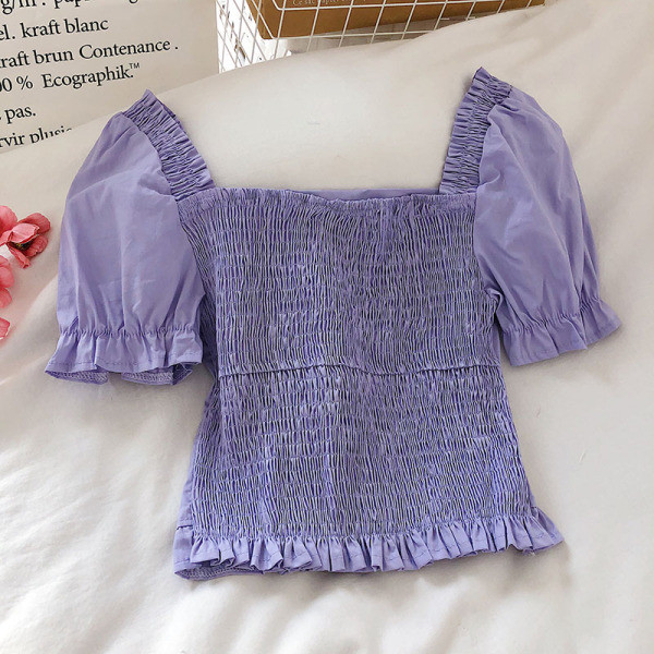 Cămașă modernă de damă cu decolteu pătrat și mâneci scurte