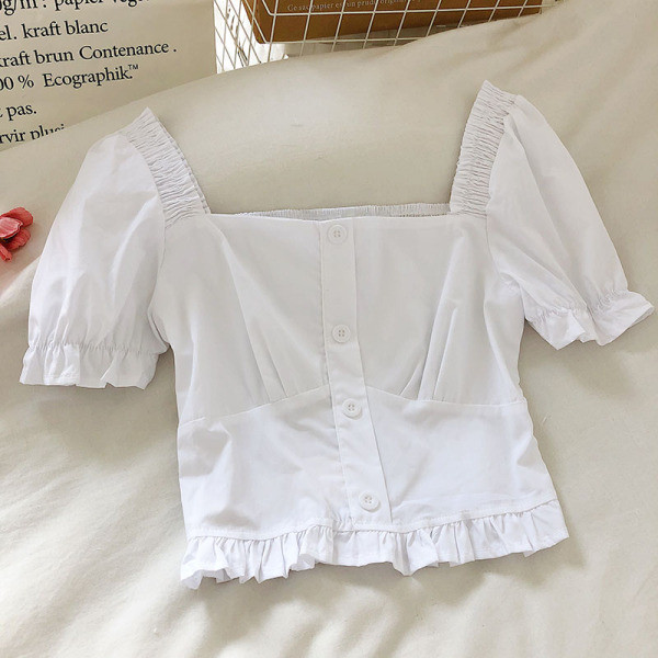 Cămașă modernă de damă cu decolteu pătrat și mâneci scurte