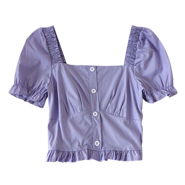 Cămașă modernă de damă cu decolteu pătrat și mâneci scurte