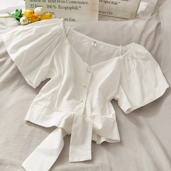 Naiste vabaaja pluus spitsikaelusega ja lipsudega