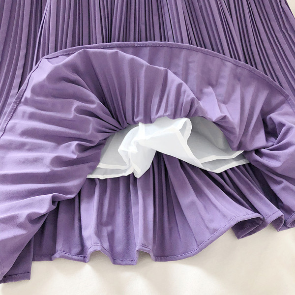 Fusta de dama plisata cu talie inalta si linie A