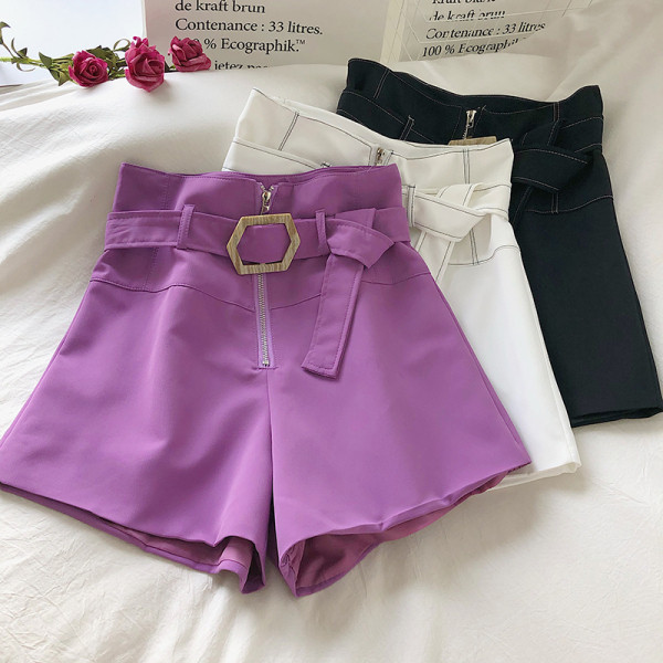 Pantaloni de dama modern model lat cu curea si fermoar