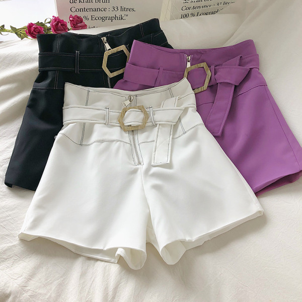 Pantaloni de dama modern model lat cu curea si fermoar